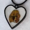 Pendentif Pensée Jaune Zébré Cœur